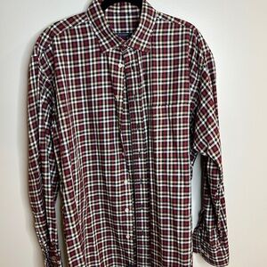 Burberry Red and Black Plaid Button Down Shirt